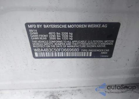 2015 BMW 435I Gran Coupe xDrive from USA, damaged, VIN WBA4B3C50FD669680